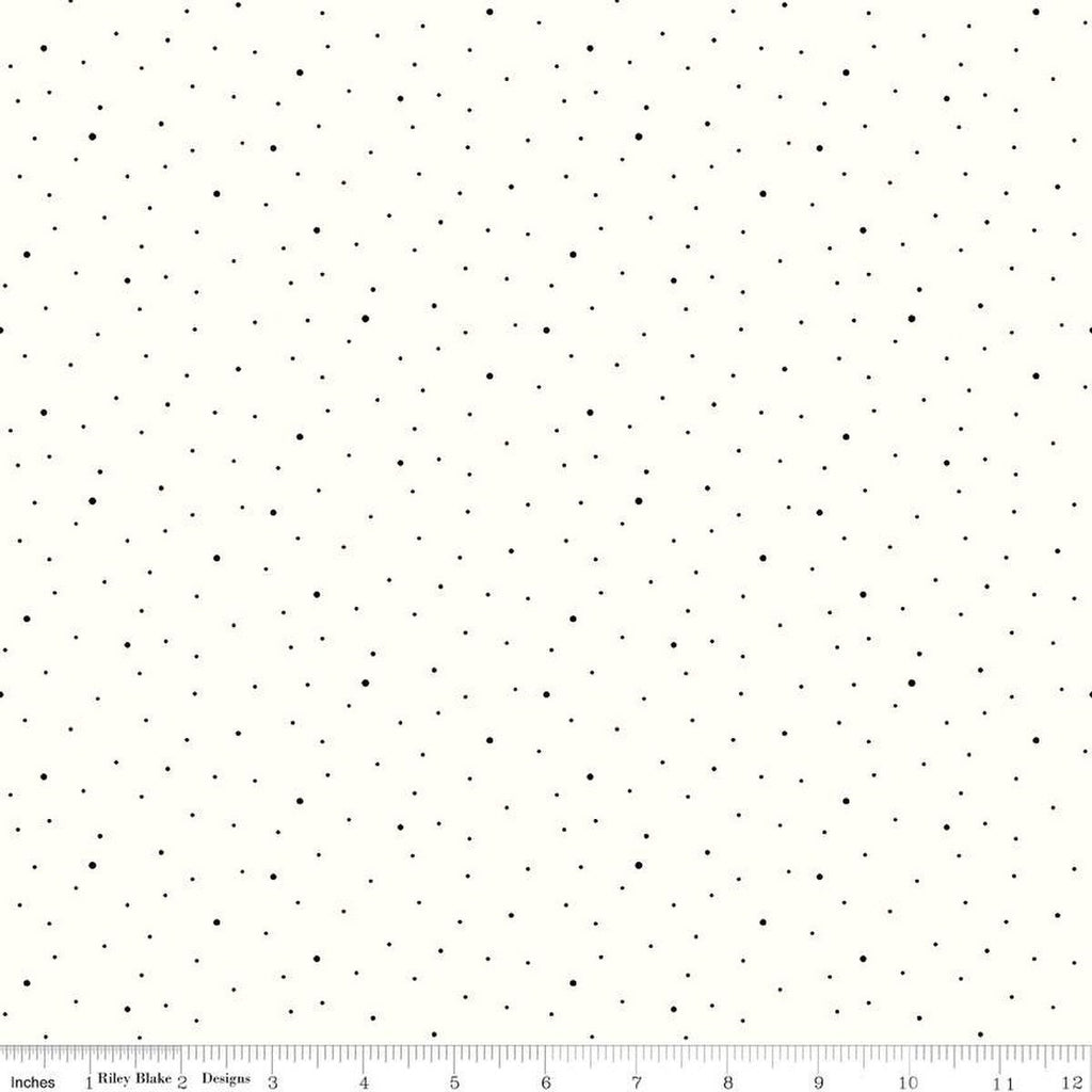 SALE Dapple Dot on White C645 Black by Riley Blake Designs - Pin Dots Dotted Dots - Quilting Cotton Fabric