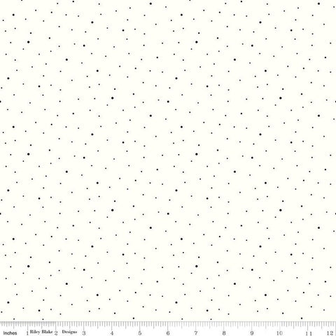 SALE Dapple Dot on White C645 Black by Riley Blake Designs - Pin Dots Dotted Dots - Quilting Cotton Fabric