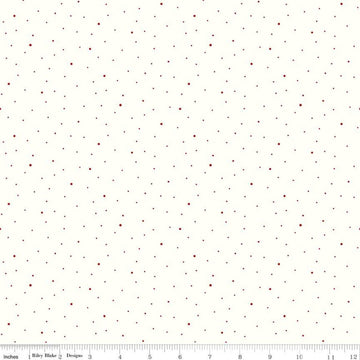 SALE Dapple Dot on White C645 Barn Red - Riley Blake Designs - Scattered Pin Dots Dotted - Quilting Cotton Fabric