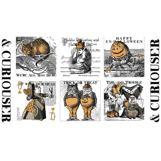 Mad Masquerade Patch Alice in Wonderland Halloween Panel PD11952 - Riley Blake Quilting Cotton Fabric