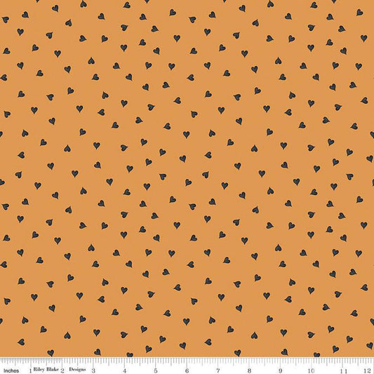 DEAL Mad Masquerade Hearts C11961 Orange - Riley Blake Designs - Halloween Alice in Wonderland - Quilting Cotton Fabric