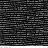 Mad Masquerade Wavy Words C11963 Black - Riley Blake Designs - Halloween Alice in Wonderland White Text - Quilting Cotton Fabric