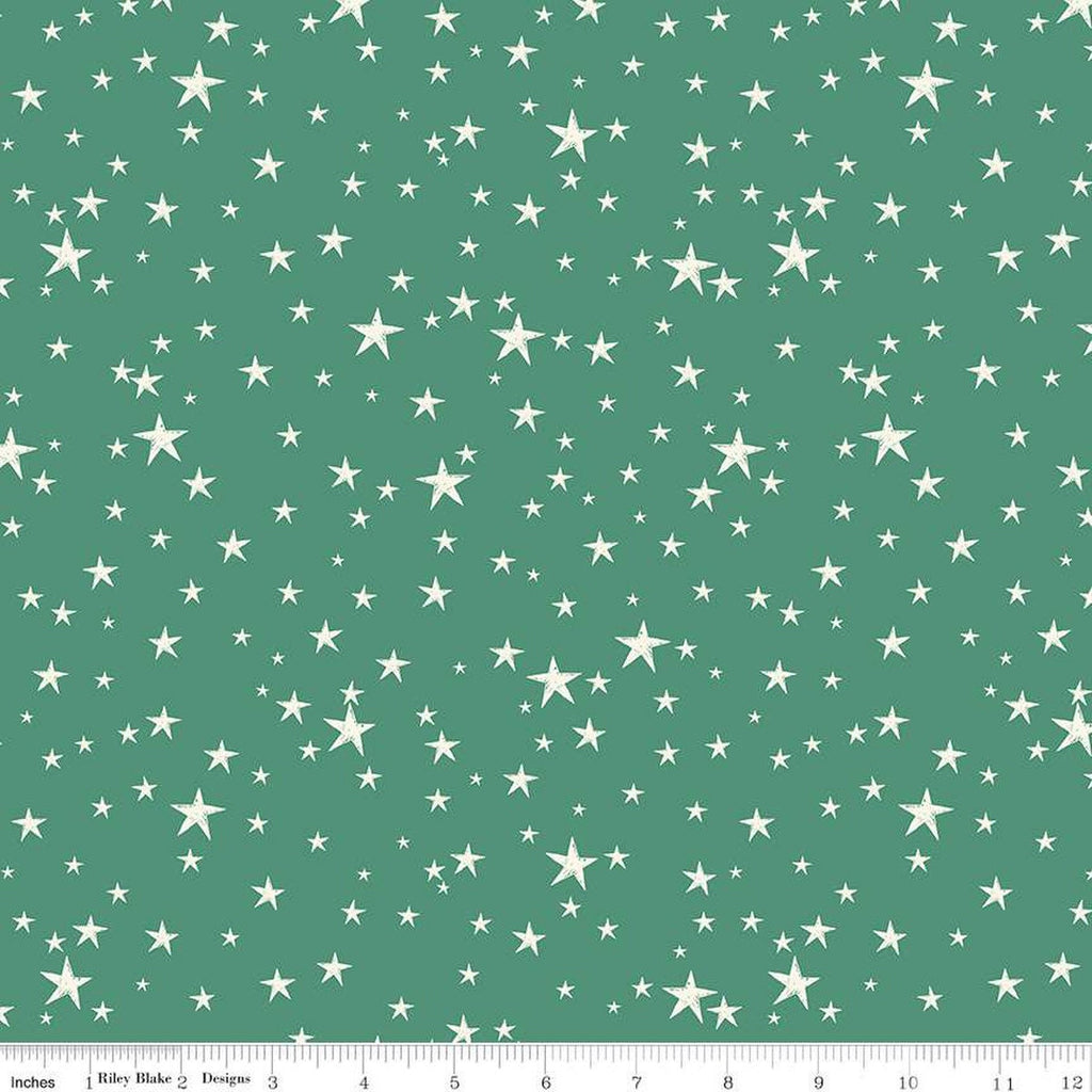 Old Fashioned Christmas Stars C12138 Alpine - Riley Blake Designs - Green Cream - Quilting Cotton Fabric