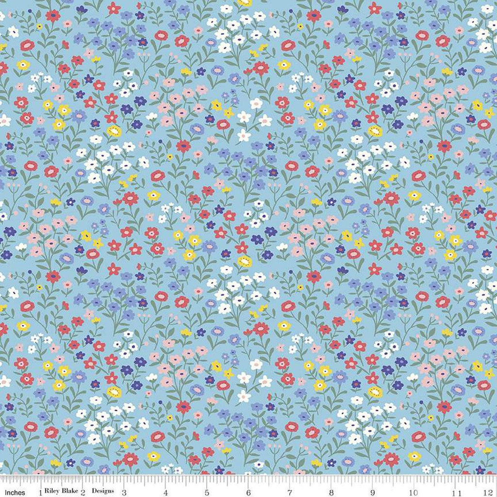 FLANNEL Floral F12001 Blue - Riley Blake Designs - Flowers - FLANNEL Cotton Fabric