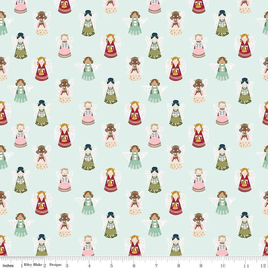 CLEARANCE Christmas Village Angels C12244 Mint - Riley Blake Designs - Angel Green - Quilting Cotton Fabric