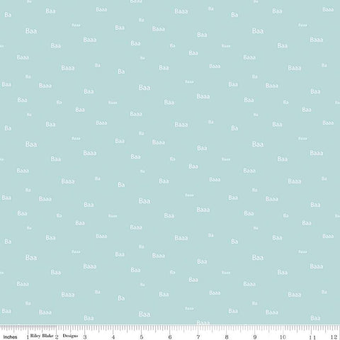 CLEARANCE FLANNEL Baaa F12007 Blue - Riley Blake Designs - Children's Sheep Text - FLANNEL Cotton Fabric