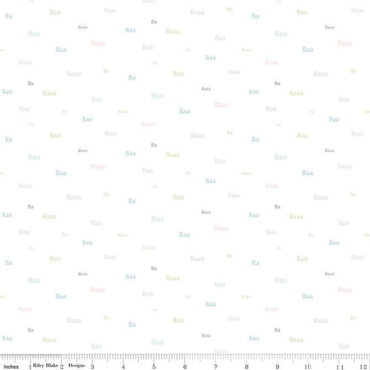 DEAL FLANNEL Baaa F12007 Cloud - Riley Blake Designs - Children's Sheep Text Off White - FLANNEL Cotton Fabric