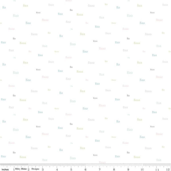 SALE FLANNEL Baaa F12007 Cloud - Riley Blake Designs - Children's Sheep Text Off White - FLANNEL Cotton Fabric