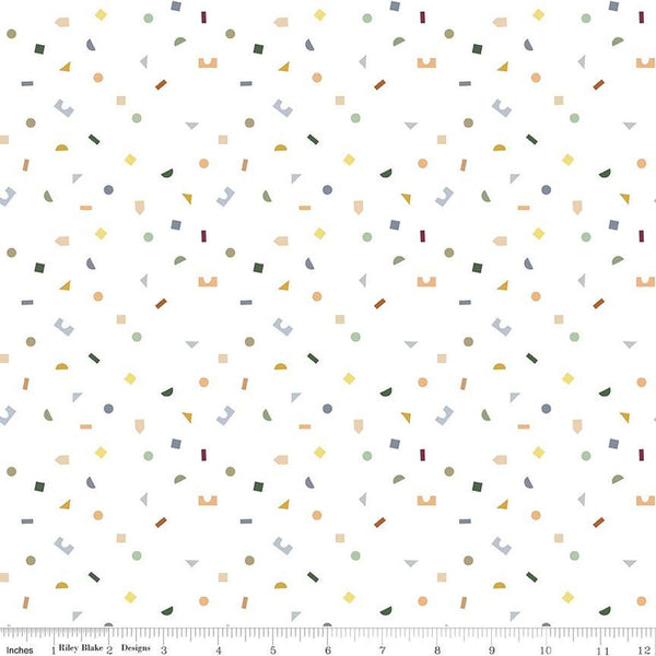 CLEARANCE FLANNEL Shape Up F12011 Off White - Riley Blake Designs - Children's Geometric Building Block Shapes - FLANNEL Cotton Fabric