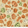 DEAL Halloween Whimsy Pumpkins C11821 Parchment - Riley Blake Designs - Jack-o-Lanterns - Quilting Cotton Fabric