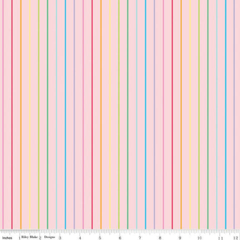 27" End of Bolt - Sunshine Blvd Stripes C12103 Pink - Riley Blake Designs - Sunshine Boulevard Stripe Striped - Quilting Cotton Fabric