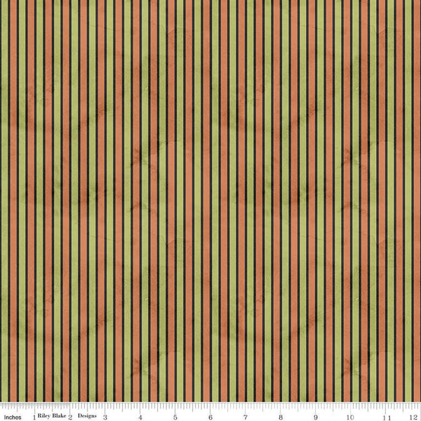 Halloween Whimsy Stripes C11826 Green - Riley Blake Designs - Textured Stripe Stripes - Quilting Cotton Fabric