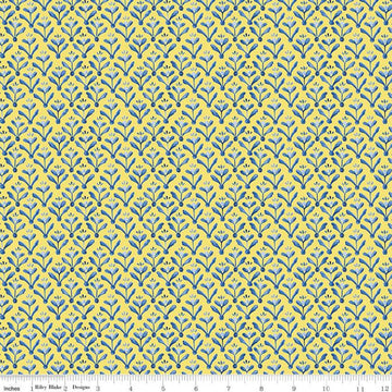 SALE Sunshine & Dewdrops Leaves C11974 Yellow - Riley Blake Designs - Leaf Damask-Like - Quilting Cotton Fabric