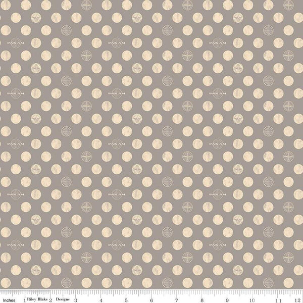 Fat Quarter End of Bolt - CLEARANCE Pan Am Dots C12123 Taupe - Riley Blake Designs - Dotted Polka Dot Logo - Quilting Cotton Fabric