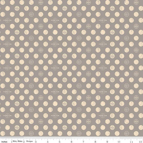 Fat Quarter End of Bolt - CLEARANCE Pan Am Dots C12123 Taupe - Riley Blake Designs - Dotted Polka Dot Logo - Quilting Cotton Fabric