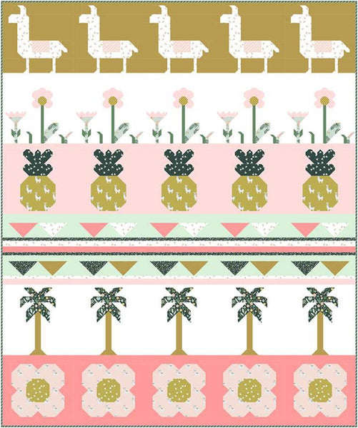 SALE Gracey Larson Tropical Hibiscus Row Quilt and No Drama Llama Quilt PATTERN P155 - Riley Blake Designs - INSTRUCTIONS Only for Two Quilt