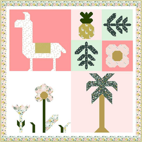 SALE Gracey Larson Tropical Hibiscus Row Quilt and No Drama Llama Quilt PATTERN P155 - Riley Blake Designs - INSTRUCTIONS Only for Two Quilt