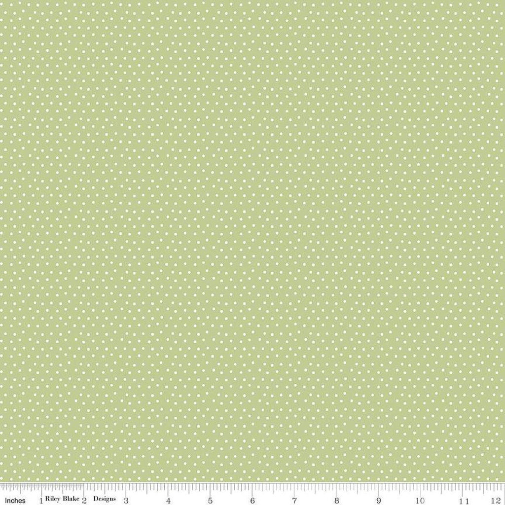 Flower Garden Dots C11905 Green - Riley Blake Designs - Asymmetrical Pin Dots Dotted Dot - Quilting Cotton Fabric