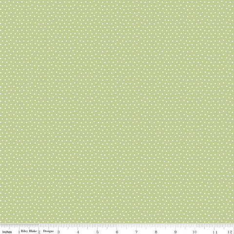 Fat Quarter End of Bolt - Flower Garden Dots C11905 Green - Riley Blake Designs - Asymmetrical Pin Dots Dotted Dot - Quilting Cotton Fabric