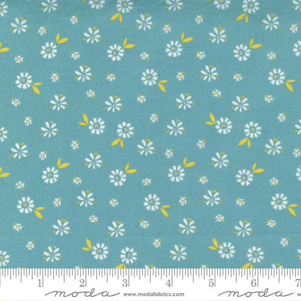 SALE Seashore Drive Blossom 37622 Teal - Moda Fabrics - Floral Flowers Turquoise - Quilting Cotton Fabric