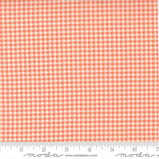 CLEARANCE Seashore Drive Picnic Check 37626 Cantalope - Moda Fabrics - PRINTED Gingham Checks Peach Off White - Quilting Cotton Fabric