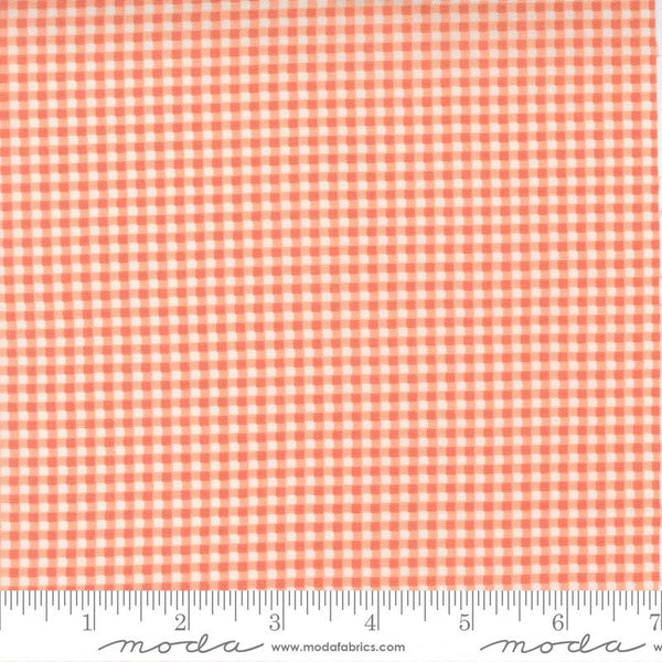 SALE Seashore Drive Picnic Check 37626 Cantalope - Moda Fabrics - PRINTED Gingham Checks Peach Off White - Quilting Cotton Fabric