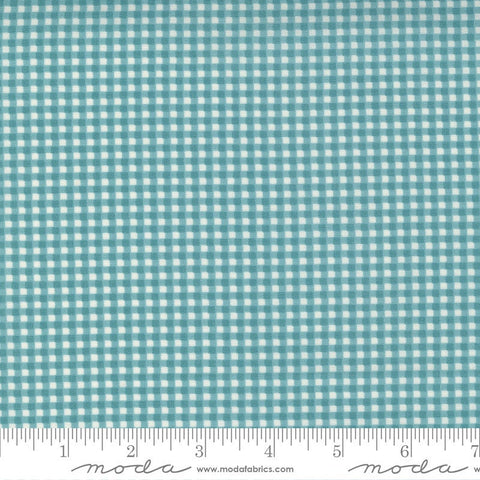 Seashore Drive Picnic Check 37626 Teal - Moda Fabrics - PRINTED Gingham Checks Turquoise Off White - Quilting Cotton Fabric