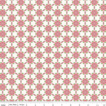 SALE Winter Wonder Medallion C12064 Cream - Riley Blake - Christmas Floral Flowers Berries Leaves Snowflakes - Quilting Cotton Fabric