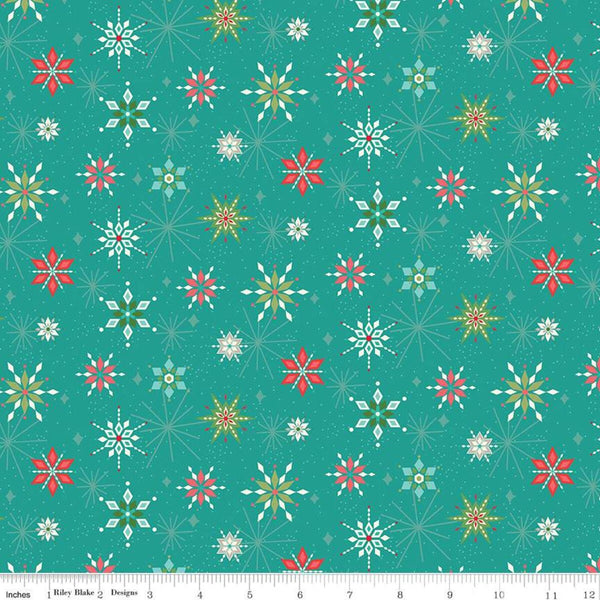 Winter Wonder Snowflakes C12066 Teal - Riley Blake Designs - Christmas - Quilting Cotton Fabric