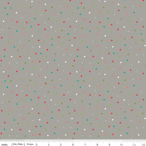 SALE Winter Wonder Dots C12068 Gray - Riley Blake Designs - Christmas Dot Dotted - Quilting Cotton Fabric