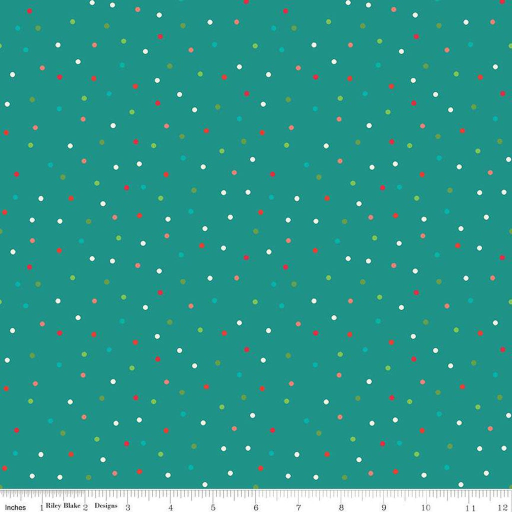 Winter Wonder Dots C12068 Teal - Riley Blake Designs - Christmas Dot Dotted - Quilting Cotton Fabric