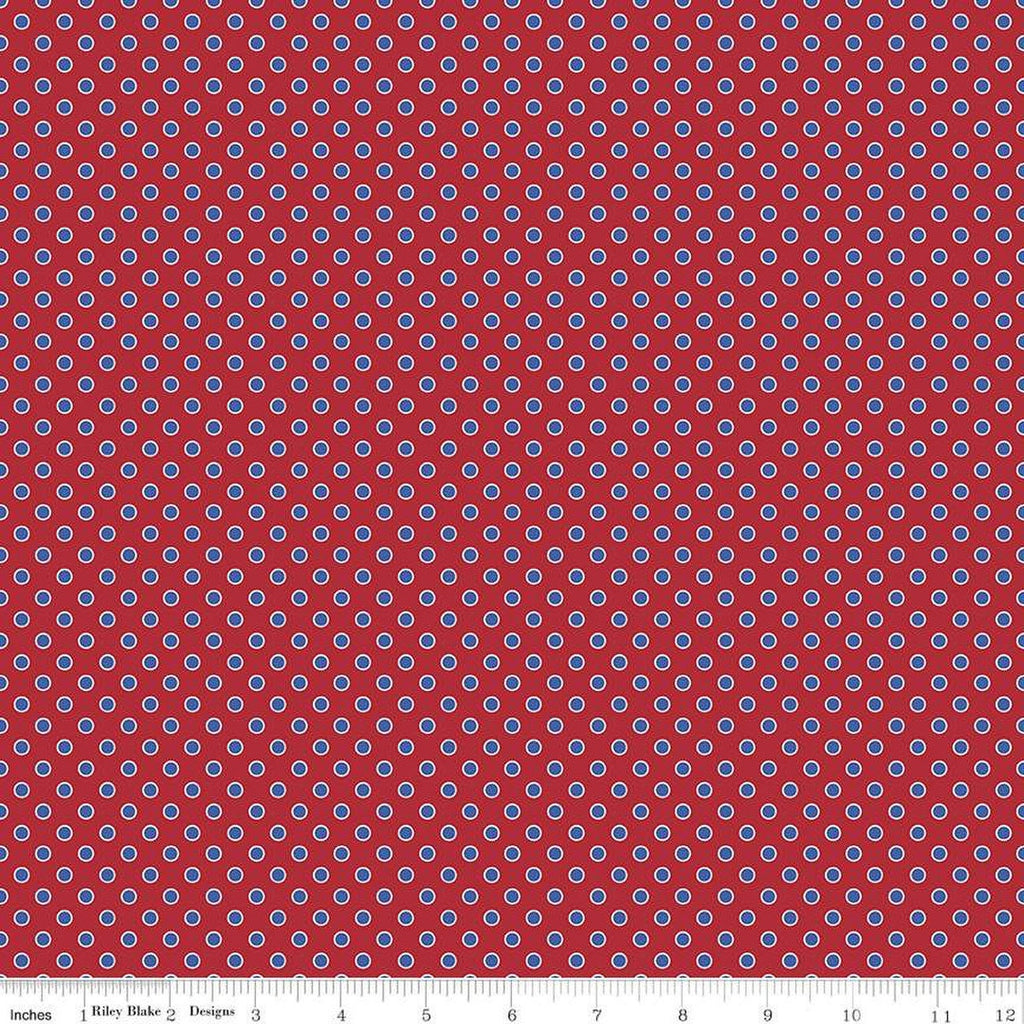 Picadilly Dots C11897 Red - Riley Blake Designs - Patriotic Independence Day Polka Dot Dotted - Quilting Cotton Fabric