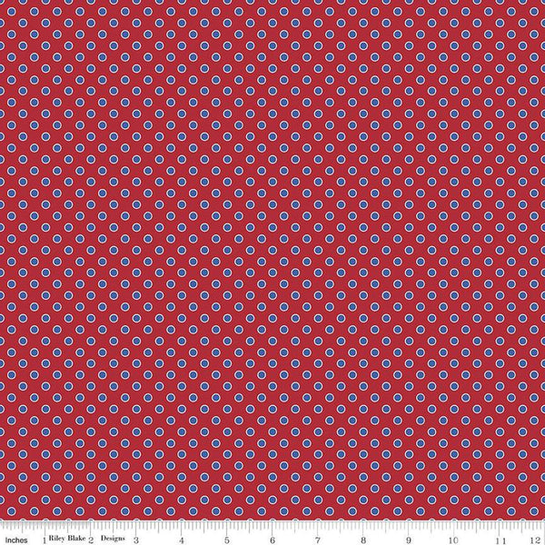 SALE Picadilly Dots C11897 Red - Riley Blake Designs - Patriotic Independence Day Polka Dot Dotted - Quilting Cotton Fabric