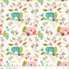 13" End of Bolt - SALE Glamp Camp Main C12350 Cream - Riley Blake - Glam Camping Glamping Trailers Flowers Leaves - Quilting Cotton Fabric