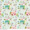 SALE Glamp Camp Main C12350 Mint - Riley Blake Designs - Glam Camping Glamping Trailers Flowers Leaves Green - Quilting Cotton Fabric