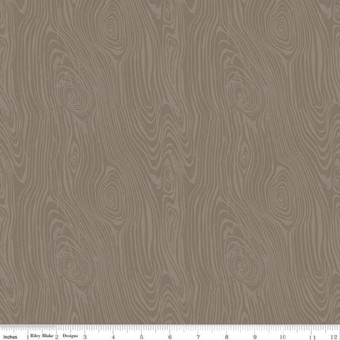 12" End of Bolt Piece - Glamp Camp Wood Grain C12356 Pebble - Riley Blake Designs - Glam Camping Glamping - Quilting Cotton Fabric