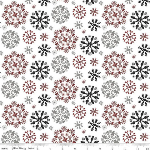 21" End of Bolt - SALE FLANNEL Hello Winter Snowflakes F11943 Multi - Riley Blake Designs - Christmas Multi on White - FLANNEL Cotton Fabric