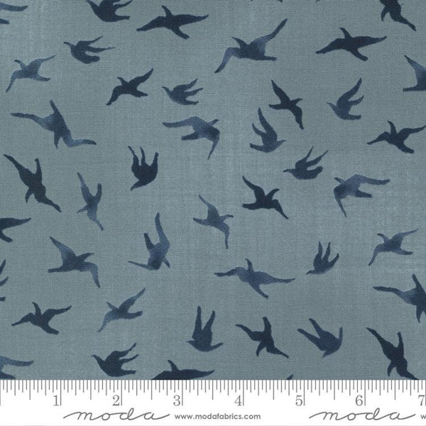 SALE To the Sea Kittiwake 16933 Sky - Moda Fabrics - Kittiwakes Bird Birds Light Blue - Quilting Cotton Fabric