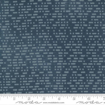 17" End of Bolt - CLEARANCE To the Sea Morse Code 16935 Ocean - Moda Fabrics - Geometric Dashes Blue - Quilting Cotton Fabric