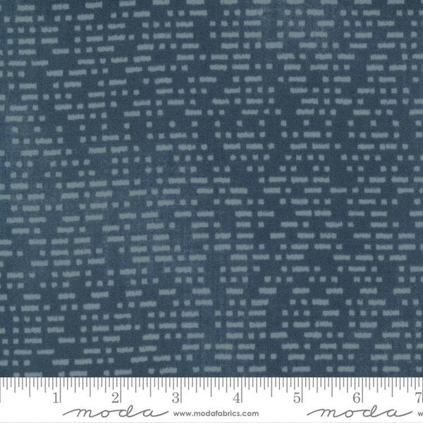 CLEARANCE To the Sea Morse Code 16935 Ocean - Moda Fabrics - Geometric Dashes Blue - Quilting Cotton Fabric