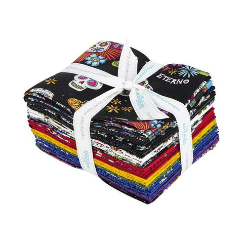Amor Eterno Fat Quarter Bundle 15 pieces - Riley Blake Designs - Pre cut Precut - Dia de Muertos Mexico - Quilting Cotton Fabric