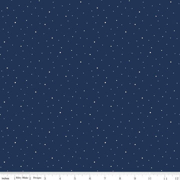 SALE Dapple Dot C640 Navy - Riley Blake Designs - Scattered Pin Dots Dotted Blue - Quilting Cotton Fabric