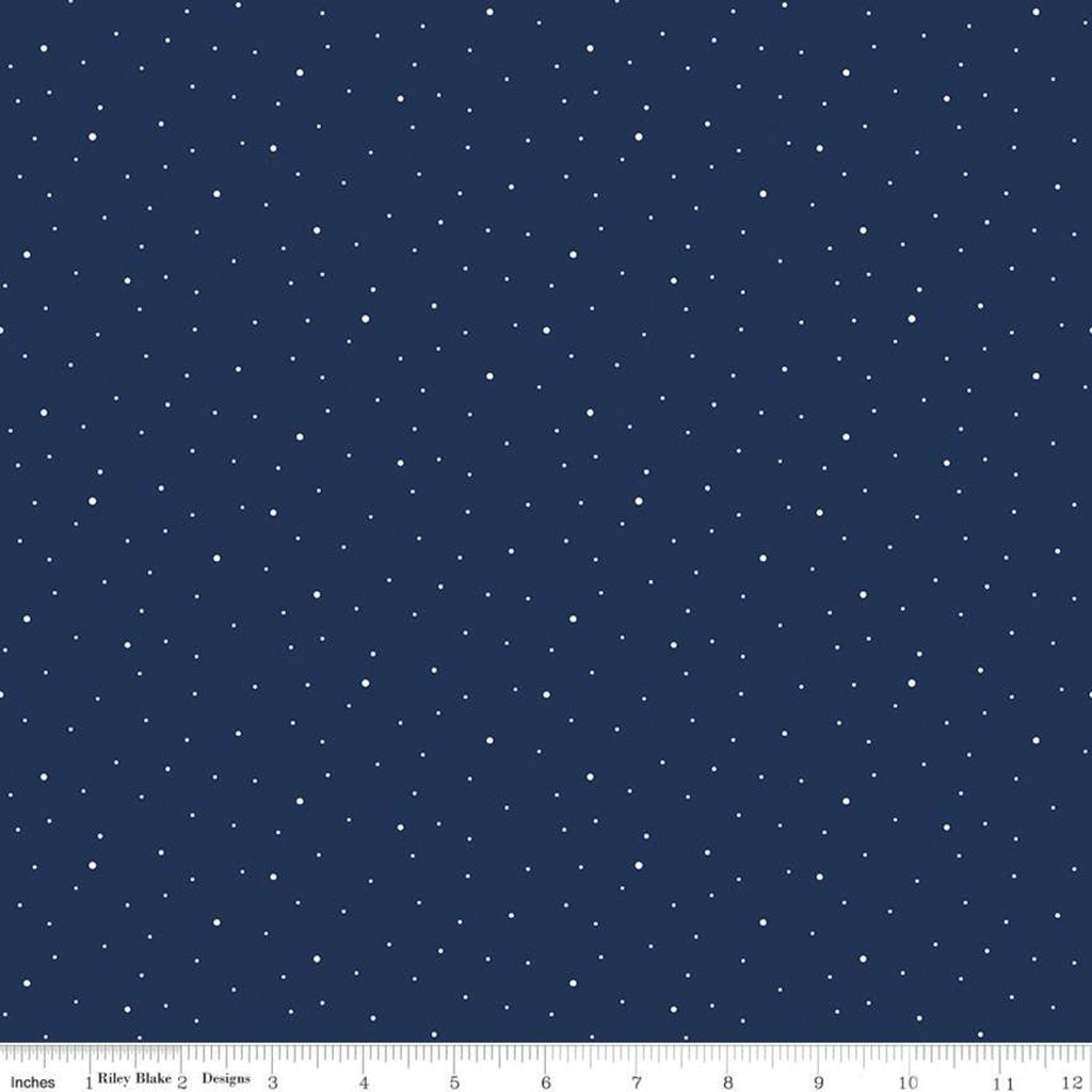 Dapple Dot C640 Navy by Riley Blake Designs - Scattered Pin Dots Dotted Blue - Quilting Cotton Fabric