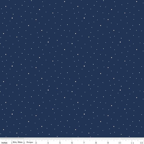 SALE Dapple Dot C640 Navy by Riley Blake Designs - Scattered Pin Dots Dotted Blue - Quilting Cotton Fabric