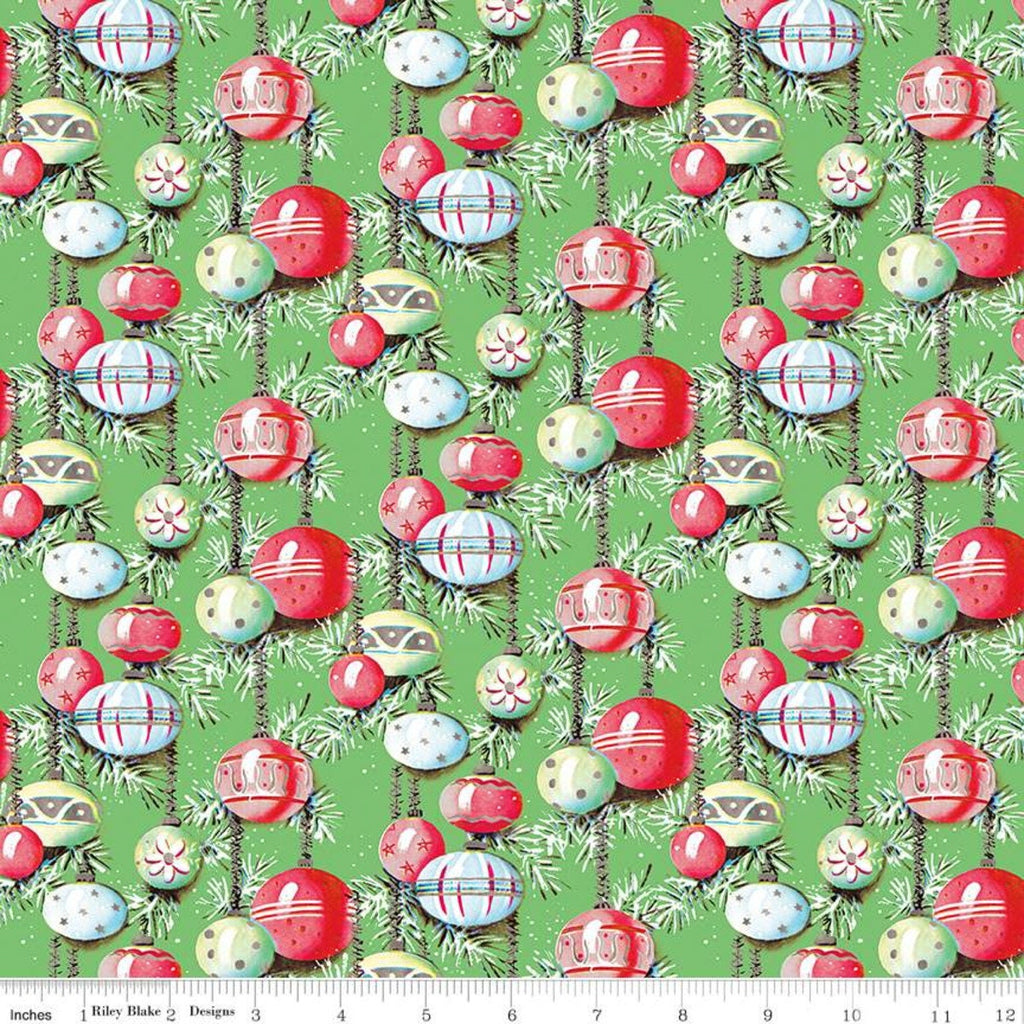 SALE Christmas Joys Ornaments C12251 Green - Riley Blake Designs - Pine Needles - Quilting Cotton Fabric