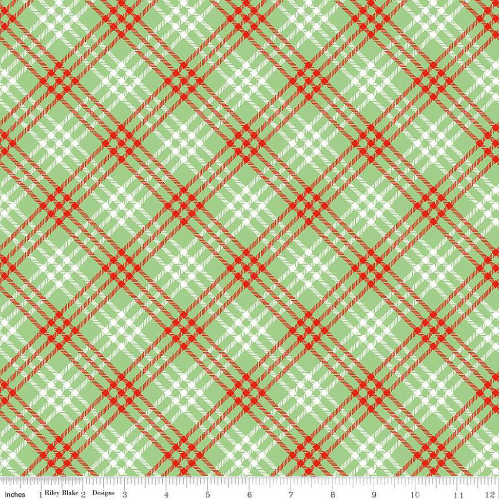 Christmas Joys Plaid C12253 Green - Riley Blake Designs - Diagonal - Quilting Cotton Fabric