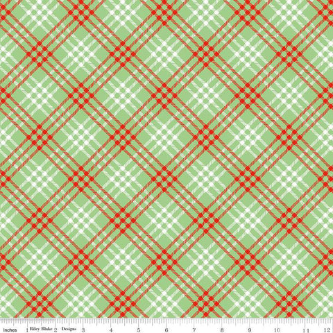 Christmas Joys Plaid C12253 Green - Riley Blake Designs - Diagonal - Quilting Cotton Fabric
