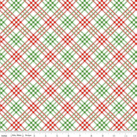 Christmas Joys Plaid C12253 White - Riley Blake Designs - Diagonal - Quilting Cotton Fabric