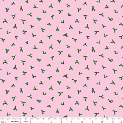 Christmas Joys Holly C12254 Pink - Riley Blake Designs - Holly Berries - Quilting Cotton Fabric