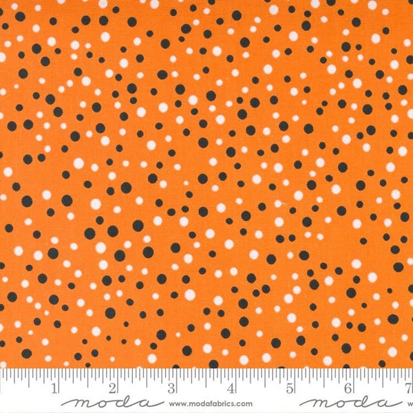 30" End of Bolt - SALE Too Cute to Spook Keep Calm and Carry a Wand 22426 Pumpkin - Moda - Halloween Polka Dot - Quilting Cotton Fabric